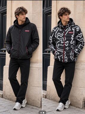 Members Only x Keith Haring Reversible Graffiti Puffer Jacket NWT Large